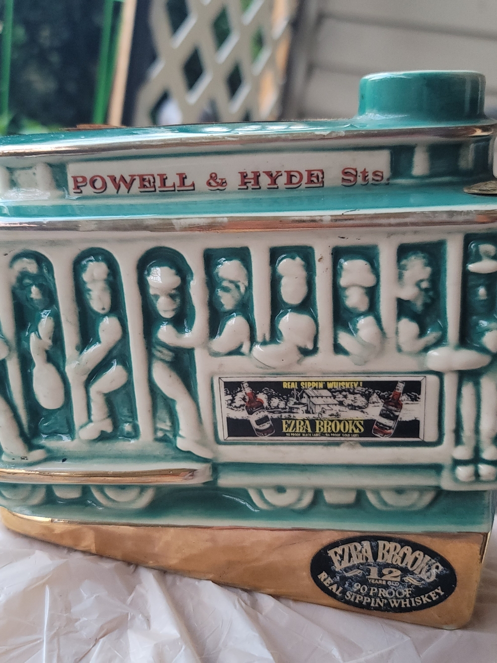 Vintage Ezra Brooks 1968 Powell & Hyde Sts. Streetcar Ceramic Whiskey Decanter